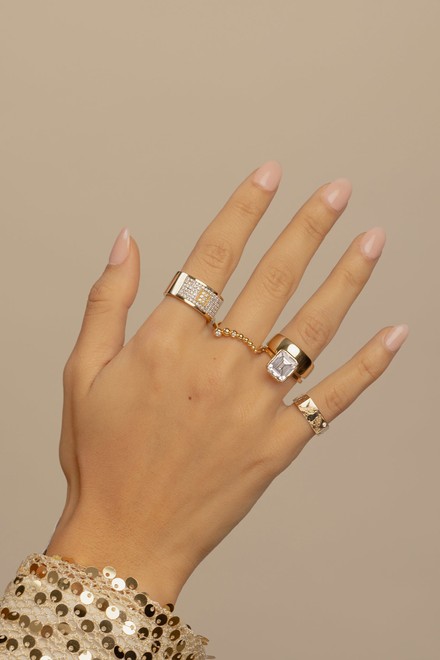 Cigar Pavé Gold Ring For Women