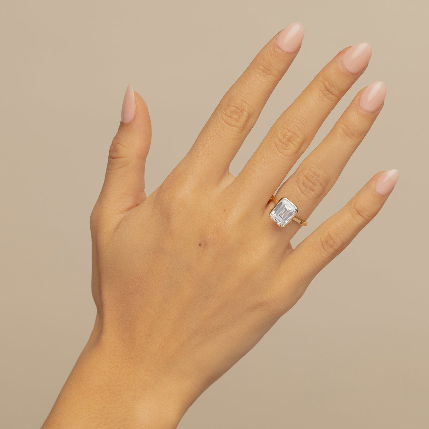 Emerald-Cut Diamond Bezel Engagement Ring