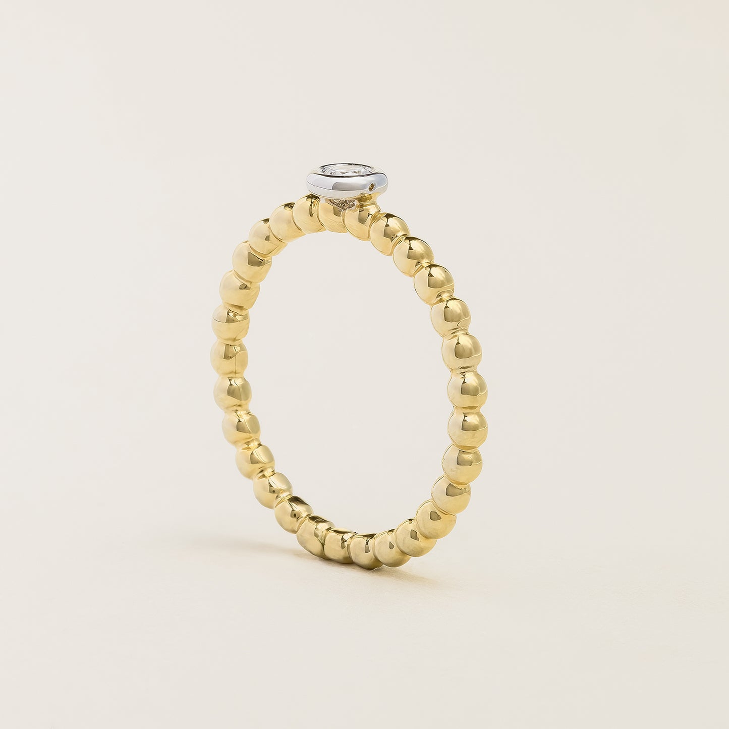 Bubble Band Bezel Diamond Ring In 14K Recycled Yellow Gold Side View