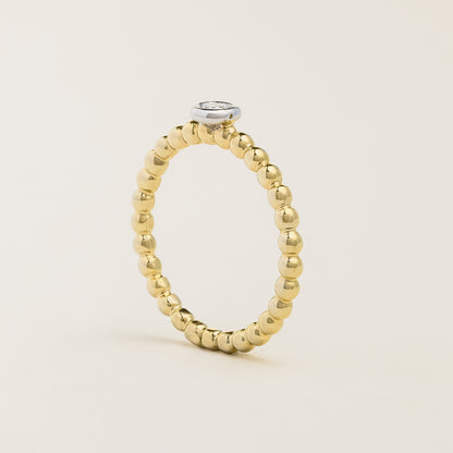 Bubble Band Bezel Diamond Ring In 14K Recycled Yellow Gold Side View