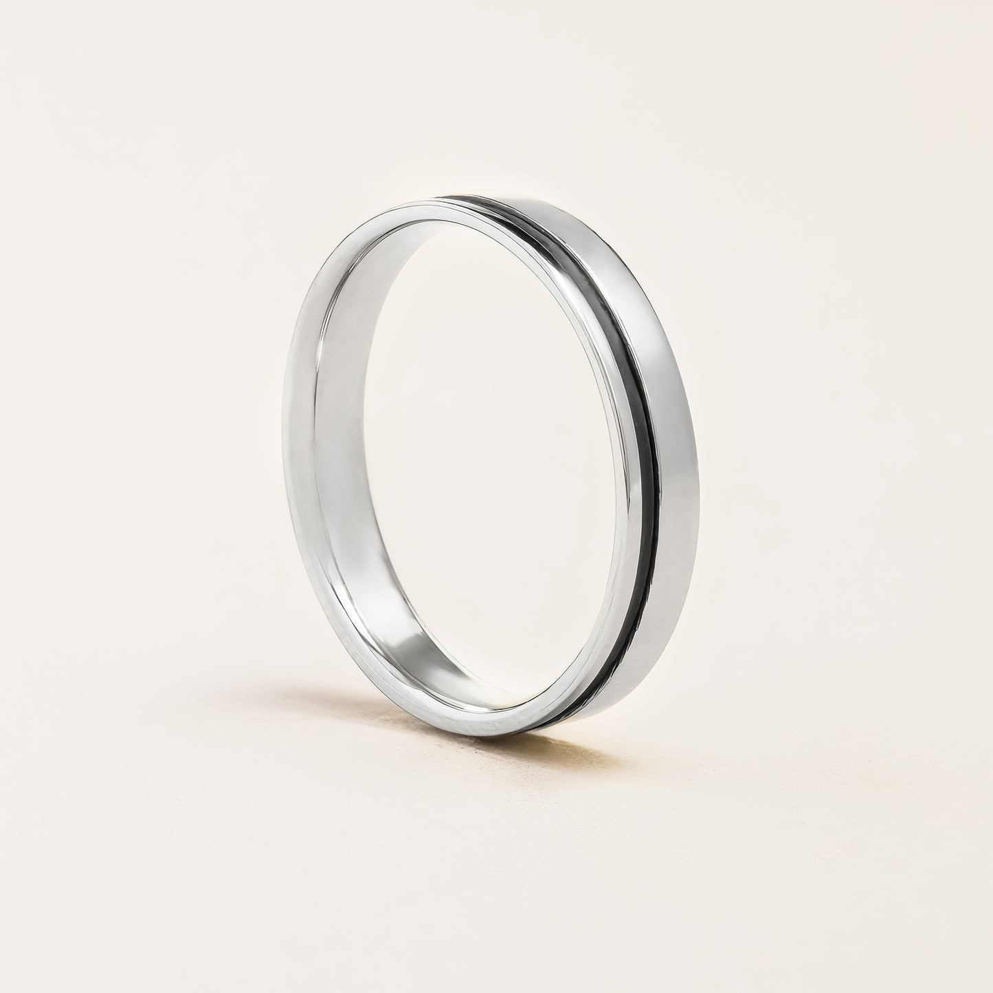 Black Enamelled Line Wedding Ring