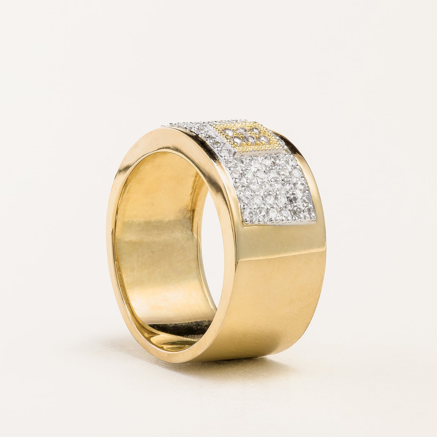 Cigar Pavé Gold Ring For Men