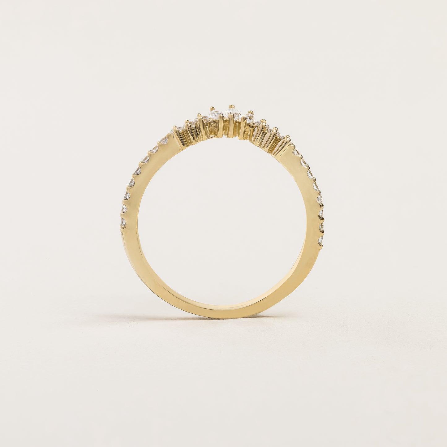 Round & Marquise Chevron Diamond Ring