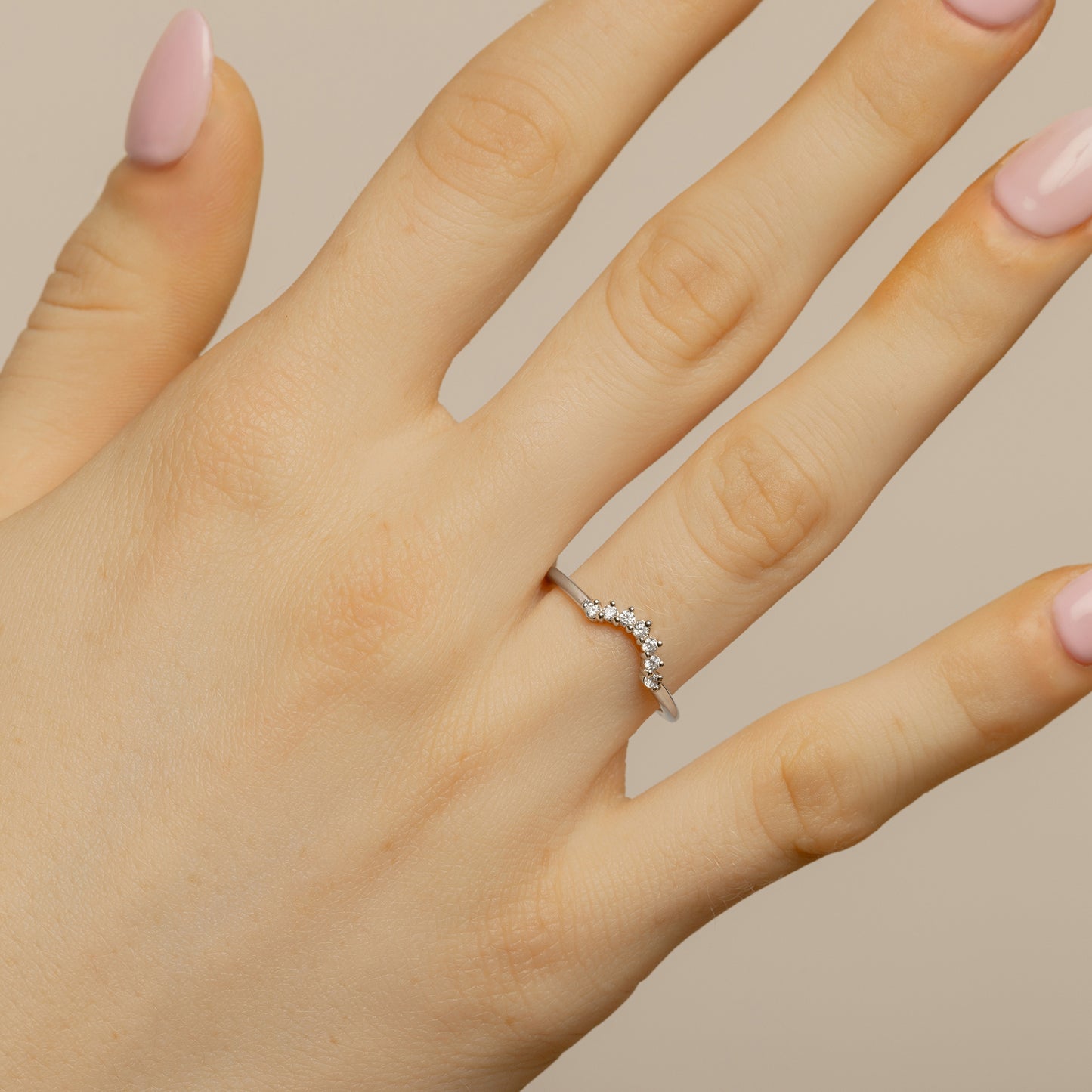 Curved Diamond Wedding Band