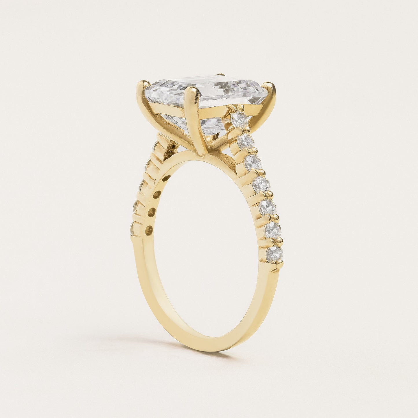 Pavé Emerald Cut Engagement Ring