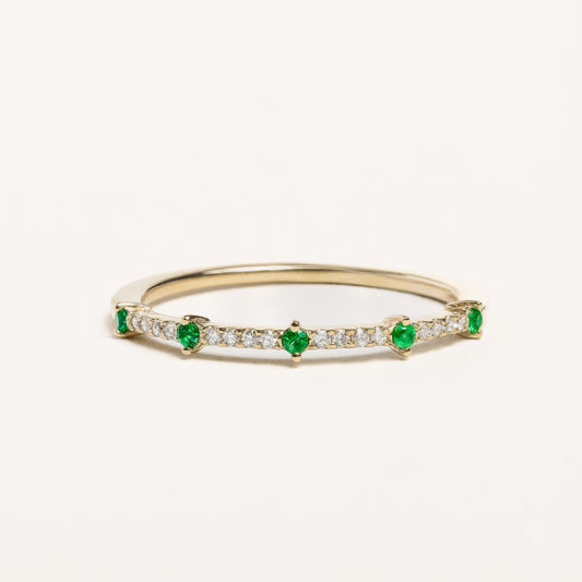 Emerald And Diamond Half Eternity Band