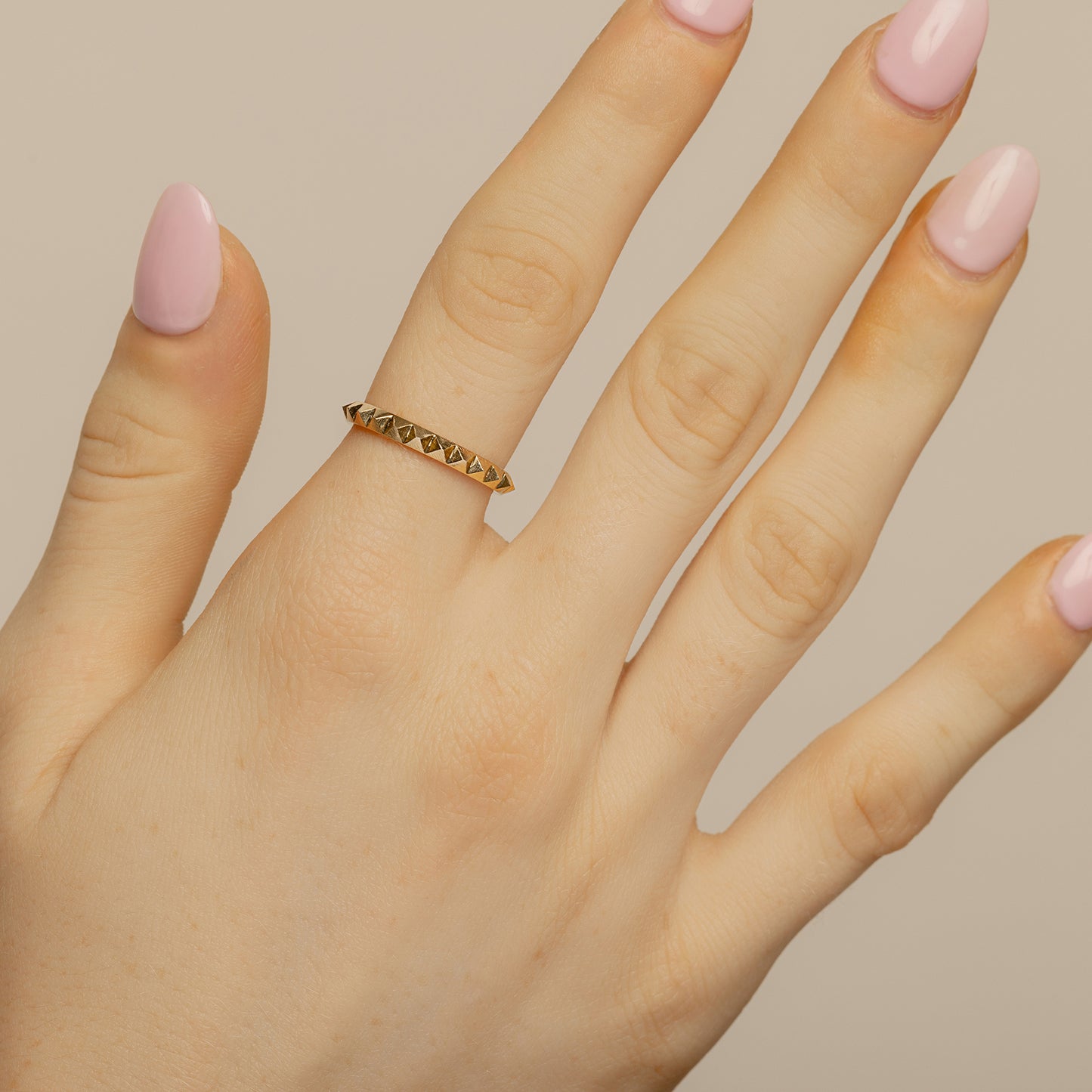 Gold Pyramid Band Ring