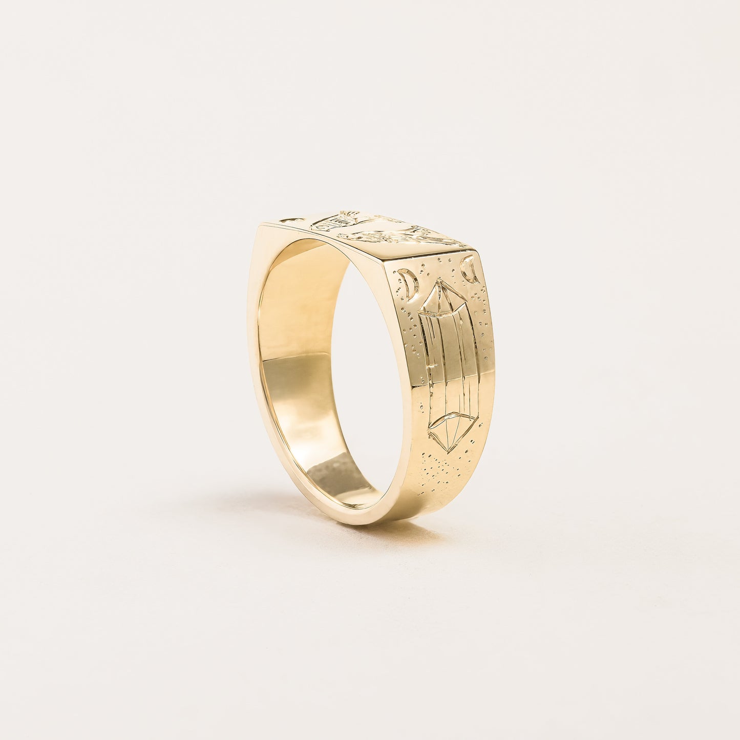 Gold Signet Ring with Birthstone - Custom Engraving