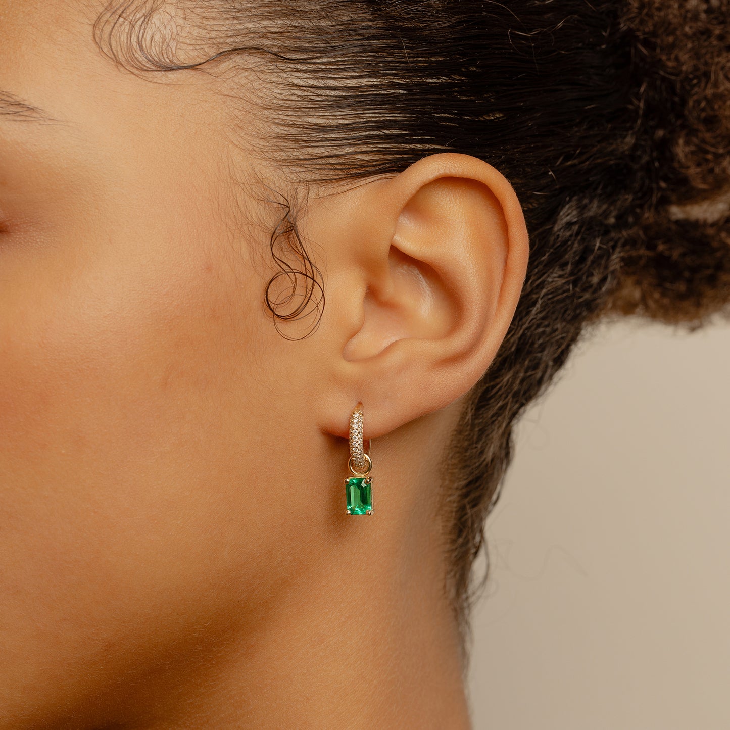 Large Emerald Charm for Hoops