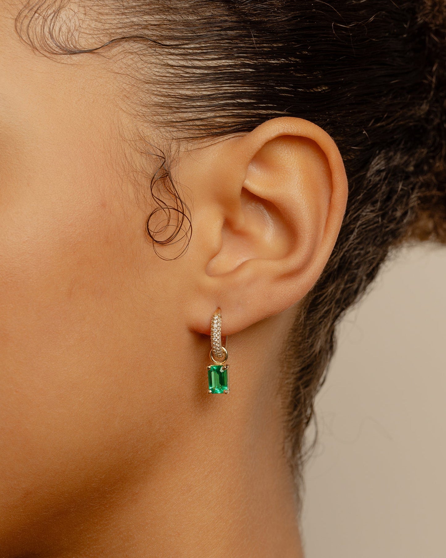 Large Emerald Charm for Hoops (Ready-to-ship)