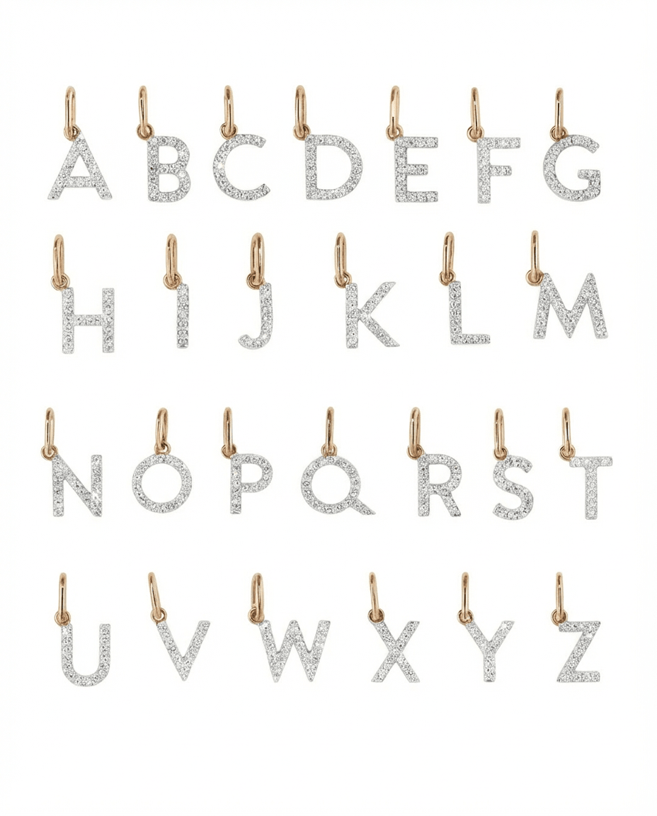 Diamond initial letter bracelet