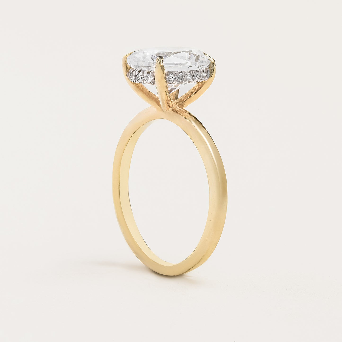 Oval Cut Engagement Ring With Hidden Halo