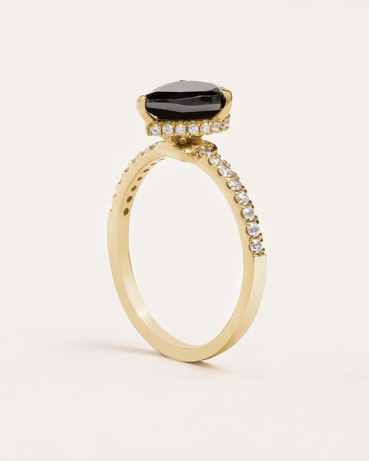 Pavé Pear Cut Black Diamond Ring