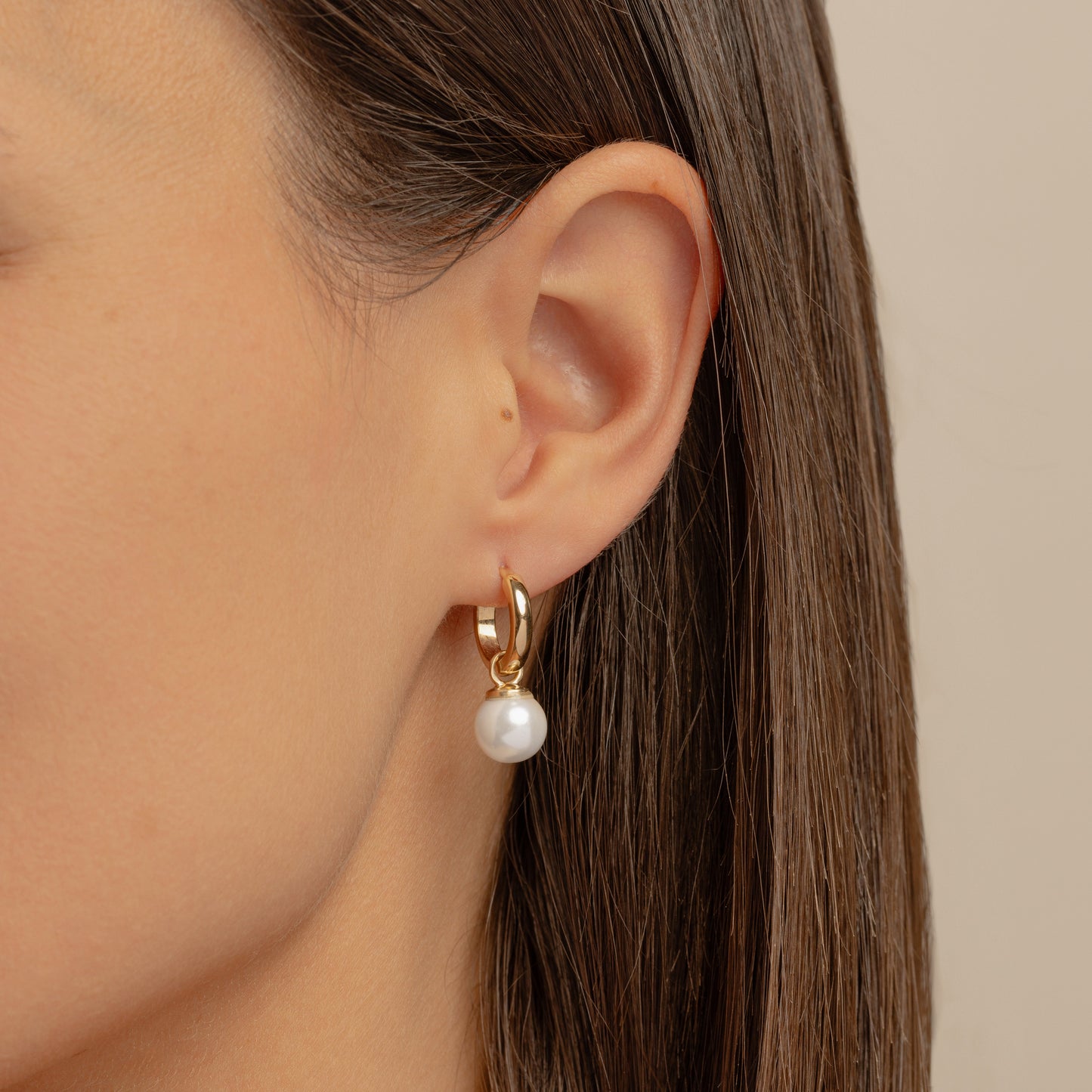 Pearl Charm on Chubby Hoops