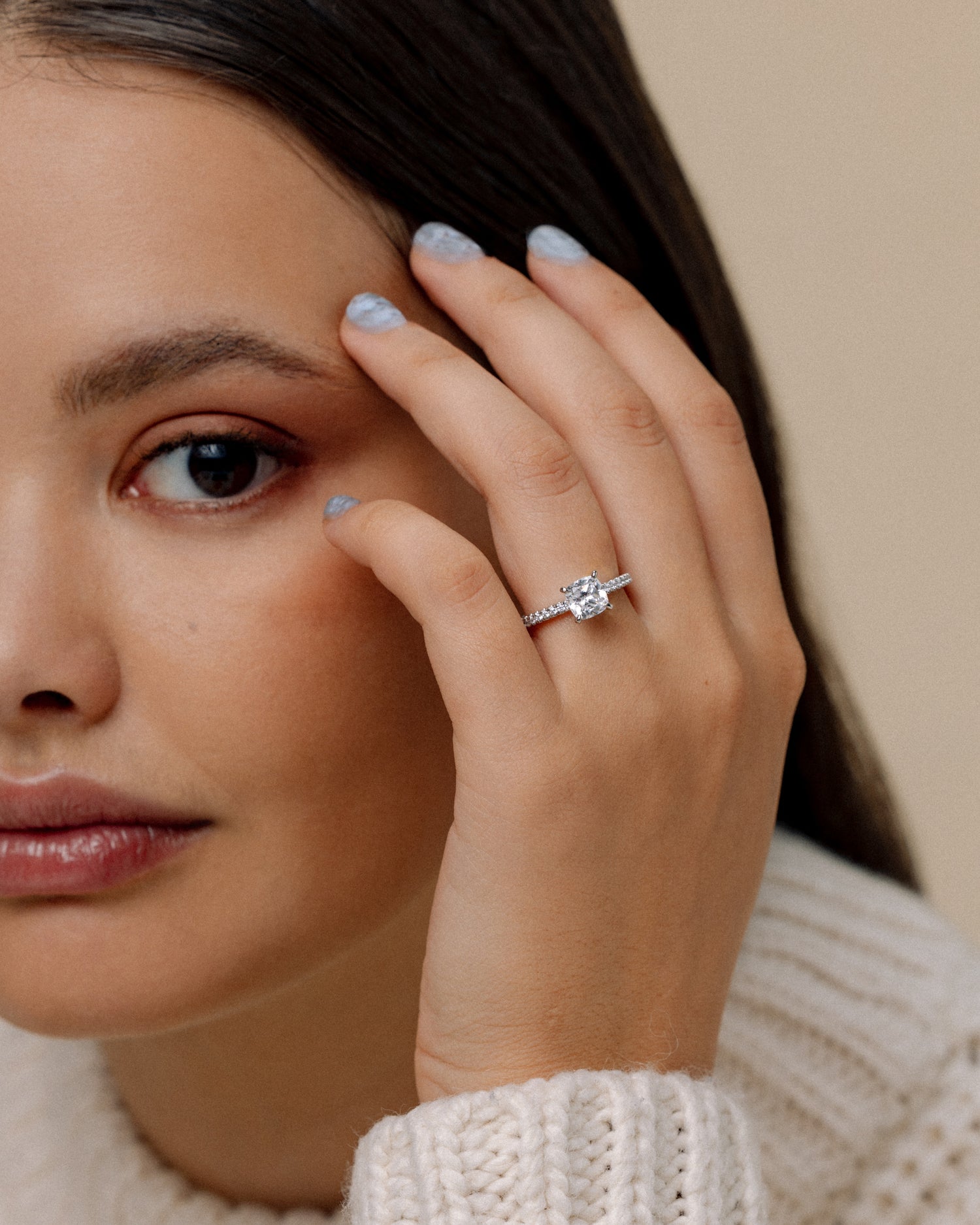 Solitaire Cushion Cut Engagement Ring