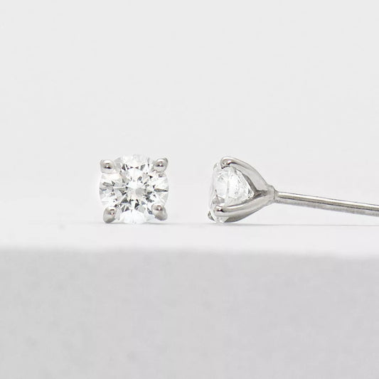 Proud Diamond White Solitaire Diamond Studs 14K Recycled Gold