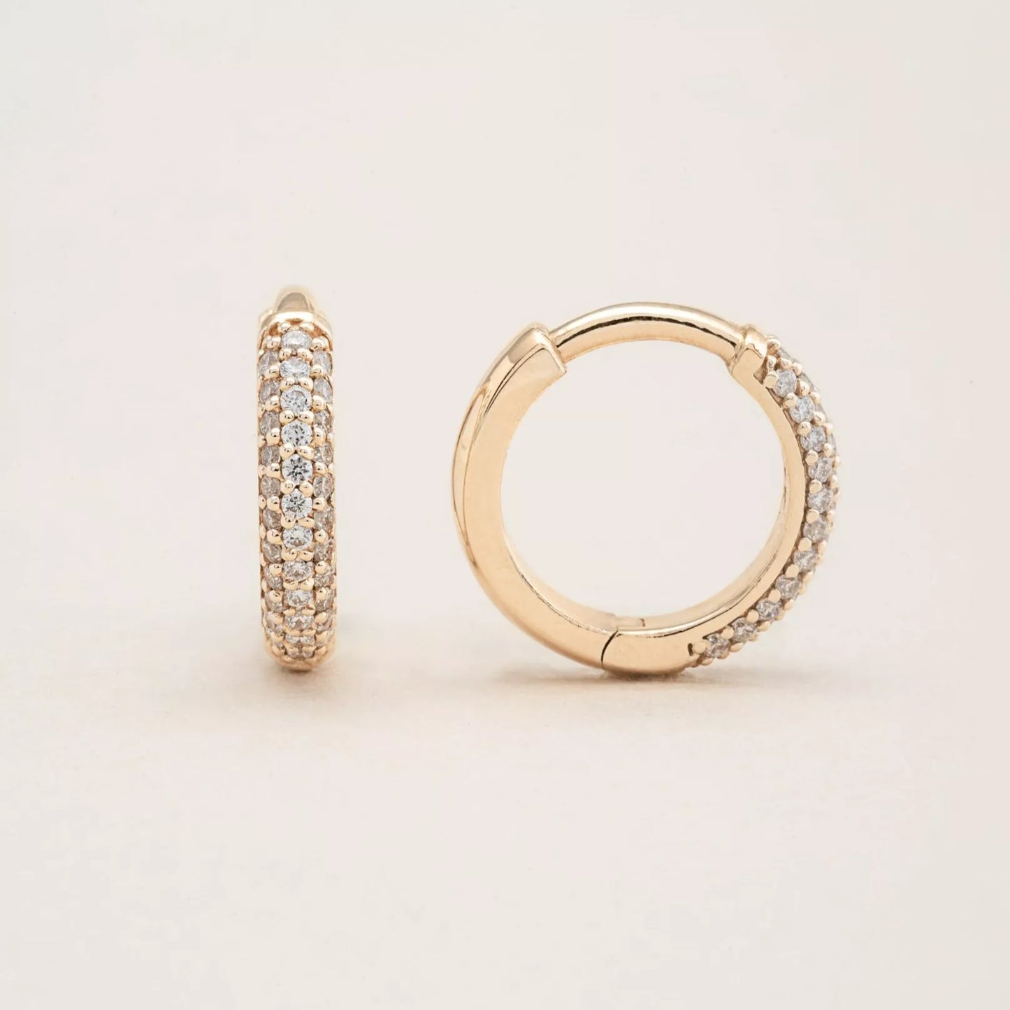 Large Emerald Charms on Pavé Chubby Hoops