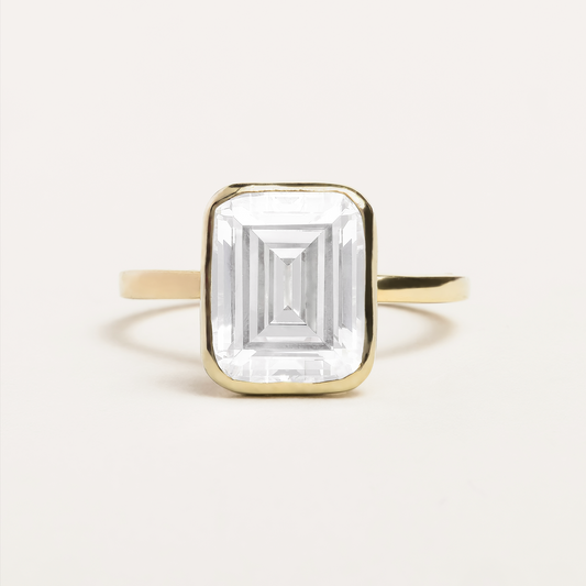 Emerald-Cut Diamond Bezel Engagement Ring