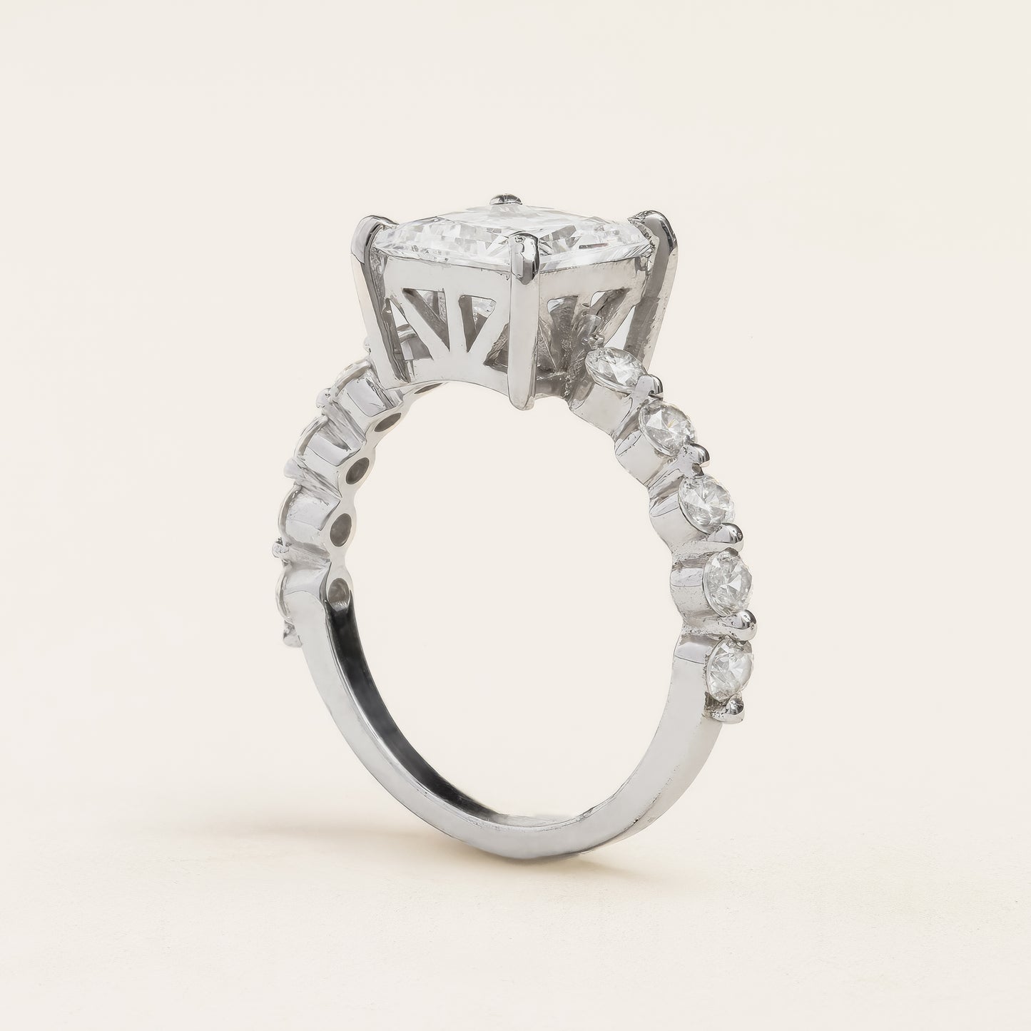 Shared Prongs Princess Cut Engagement Ring