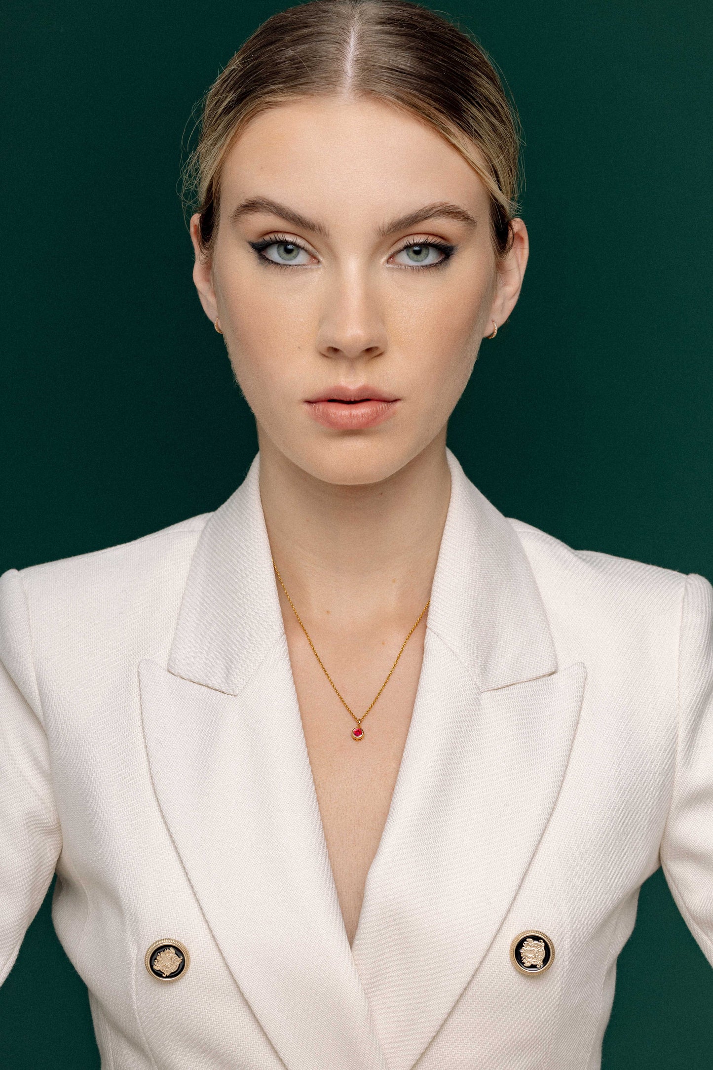 Solitaire Bezel Ruby Necklace