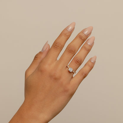 Lab-created Cushion Cut Diamond engagement Ring
