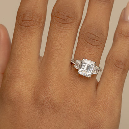 3-stone Emerald Cut Diamond Ring