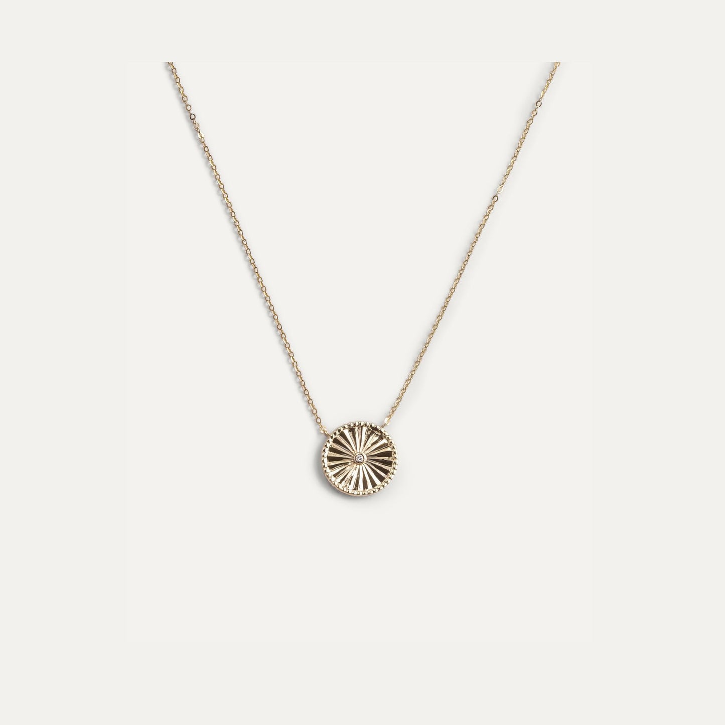 Bezel diamond Disc Necklace
