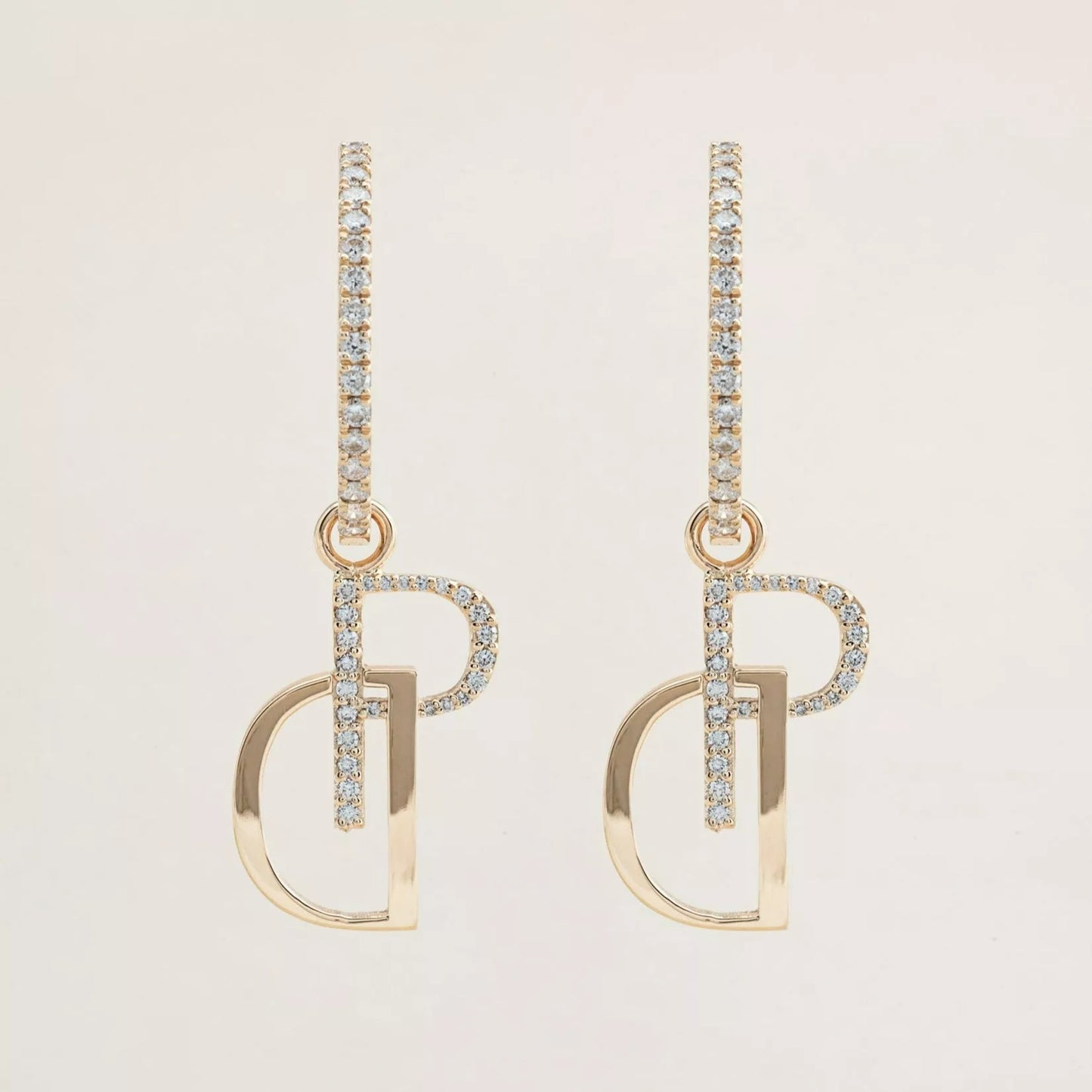 Signature Charm on Pavé Mini Hoops