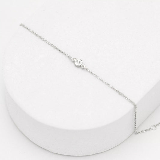 Proud Diamond Bezel Station Diamond Bracelet 14K Recycled Gold White