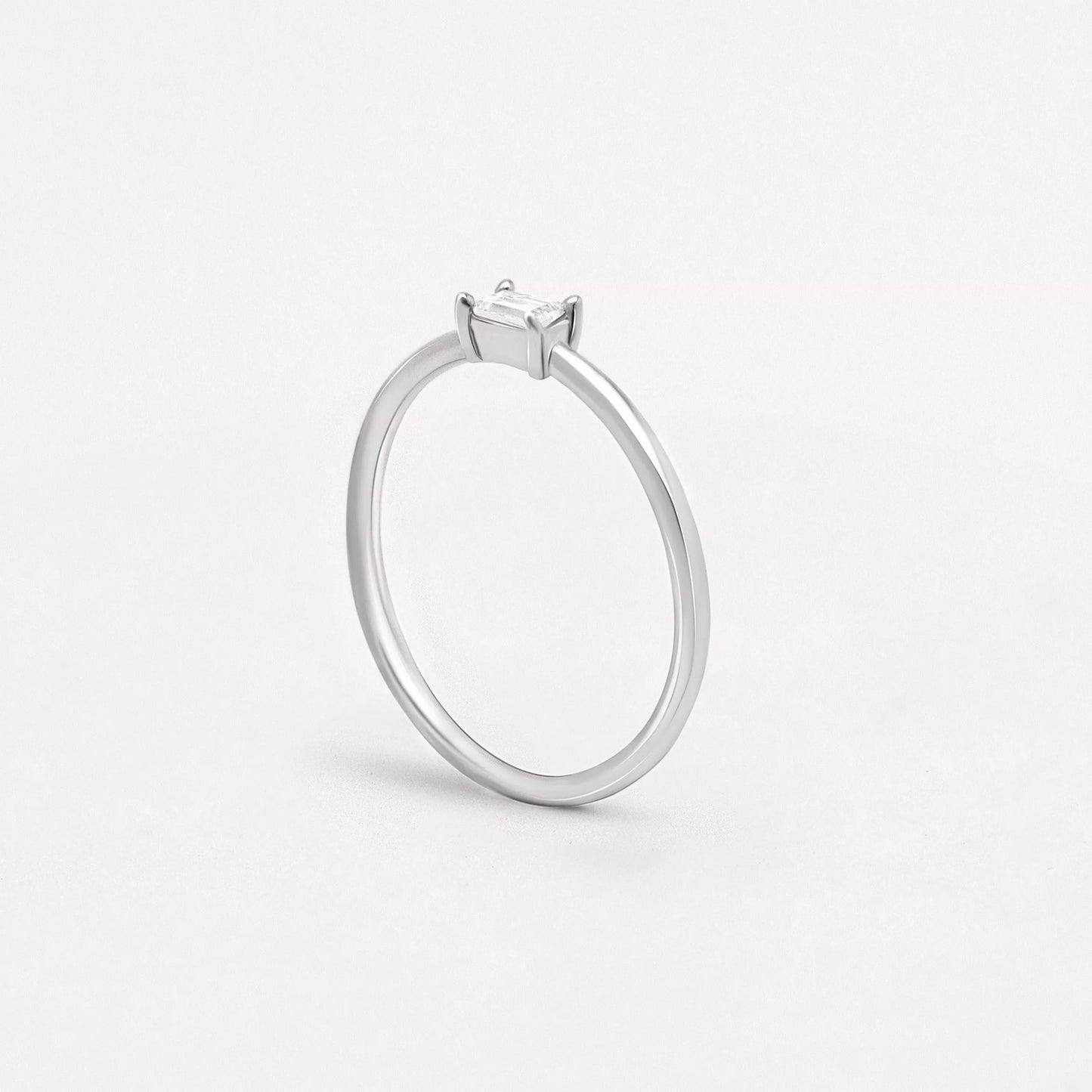 Baguette Diamond Ring In 14K Recycled White Gold