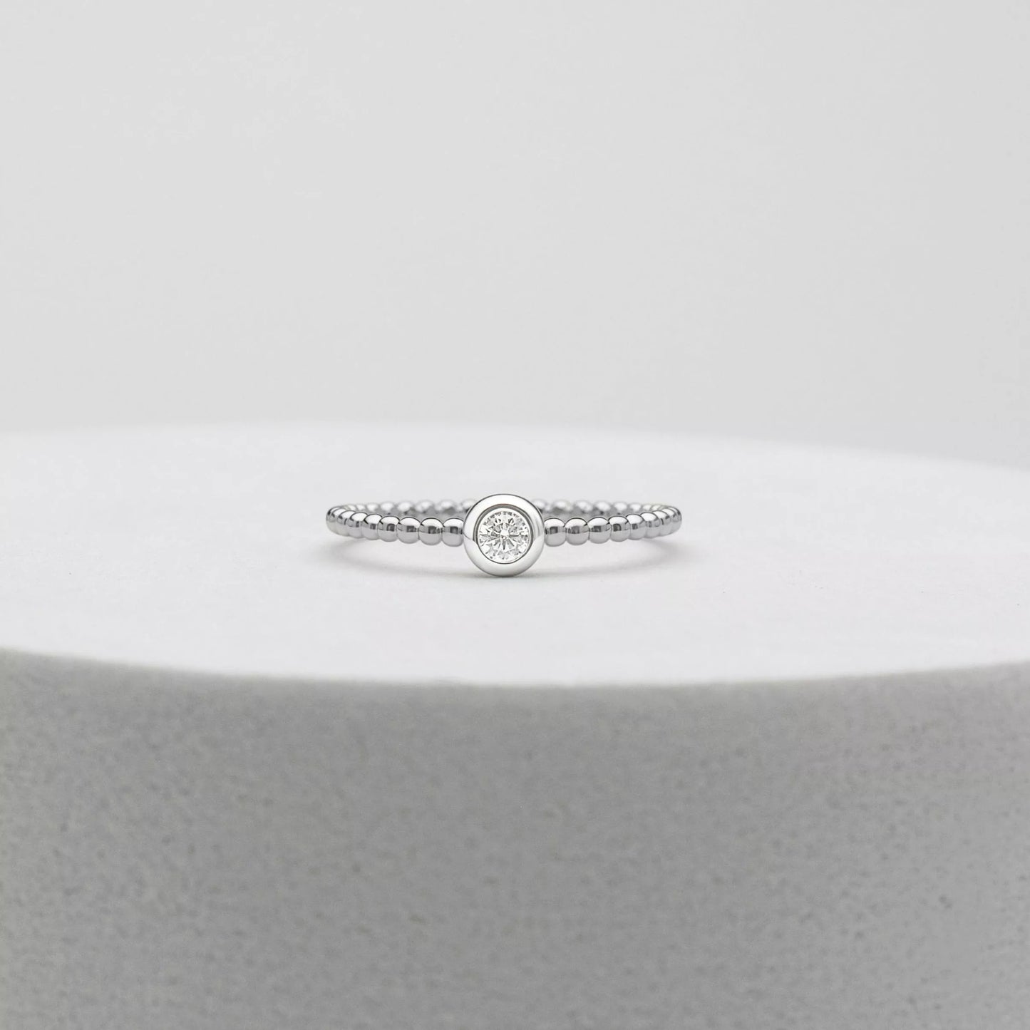 Bubble Band Bezel Diamond Ring In 14K Recycled White Gold