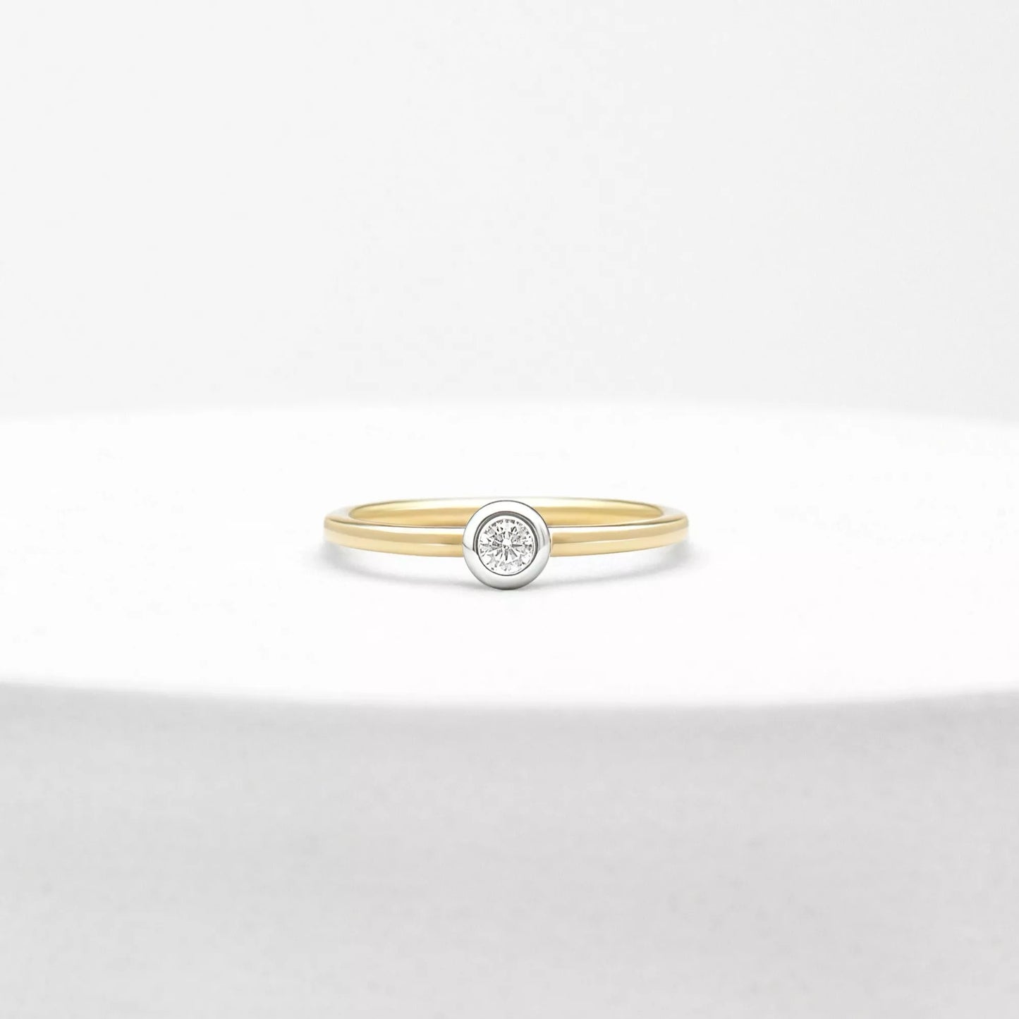 Petite Bezel Engagement Ring In 14K Recycled Yellow Gold
