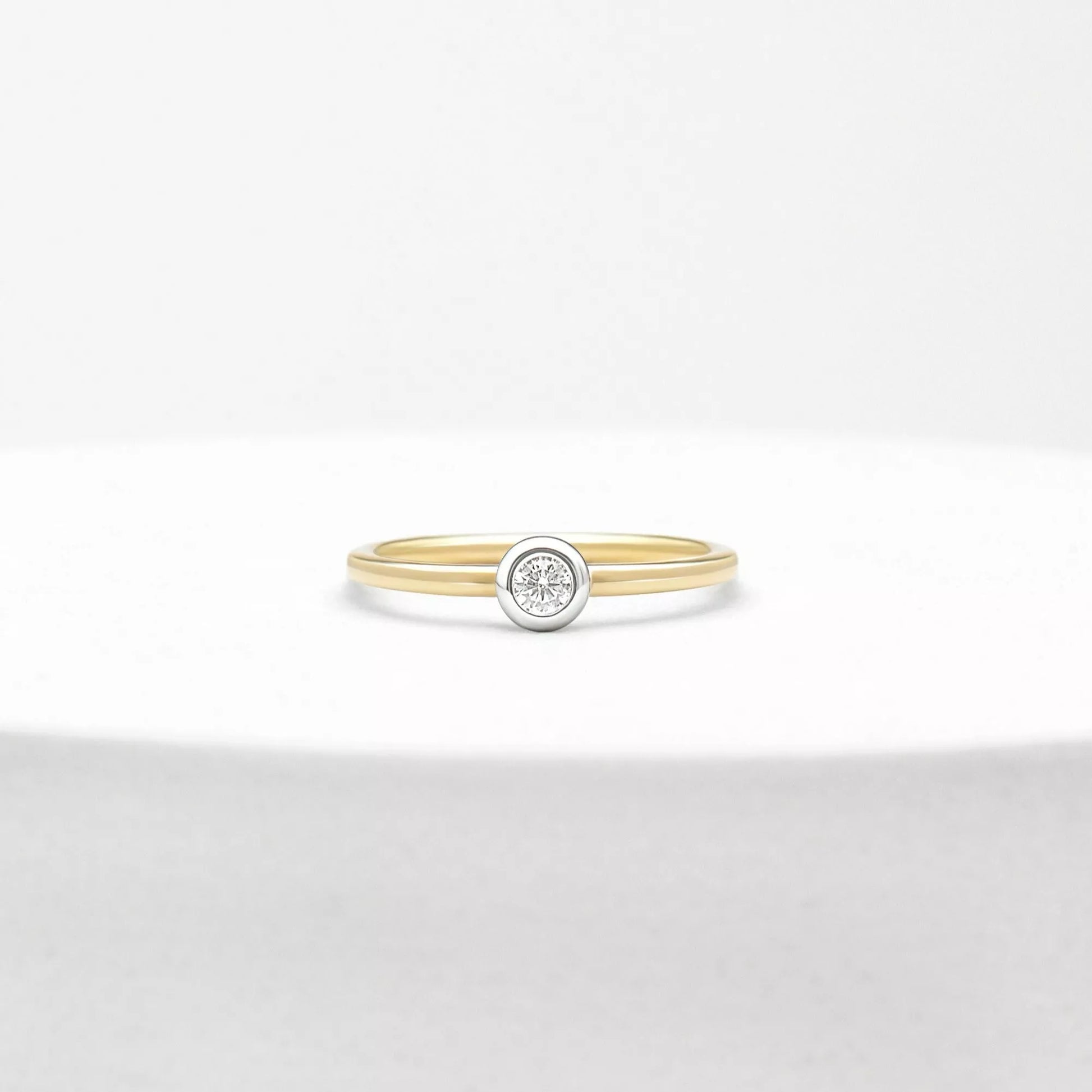 Petite Bezel Engagement Ring In 14K Recycled Yellow Gold