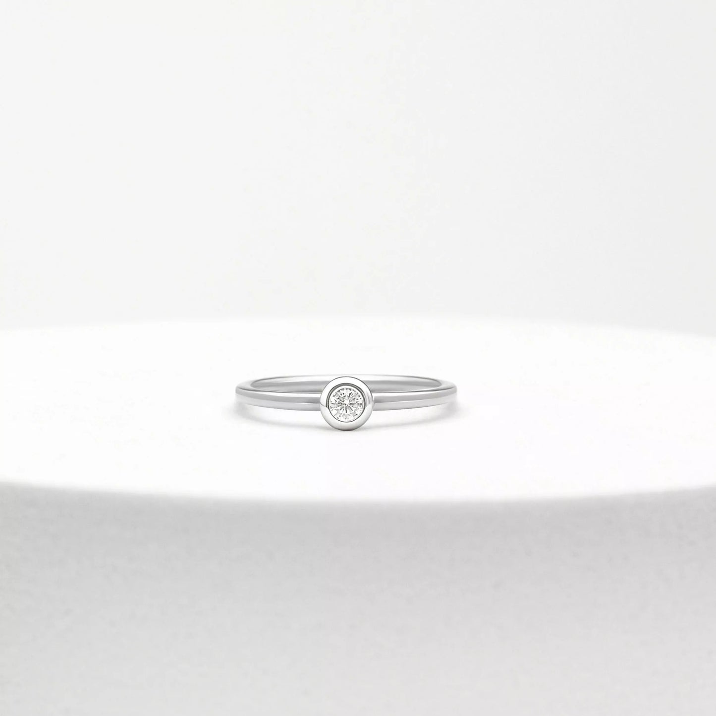Petite Bezel Engagement Ring In 14K Recycled White Gold