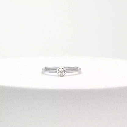 Petite Bezel Engagement Ring In 14K Recycled White Gold