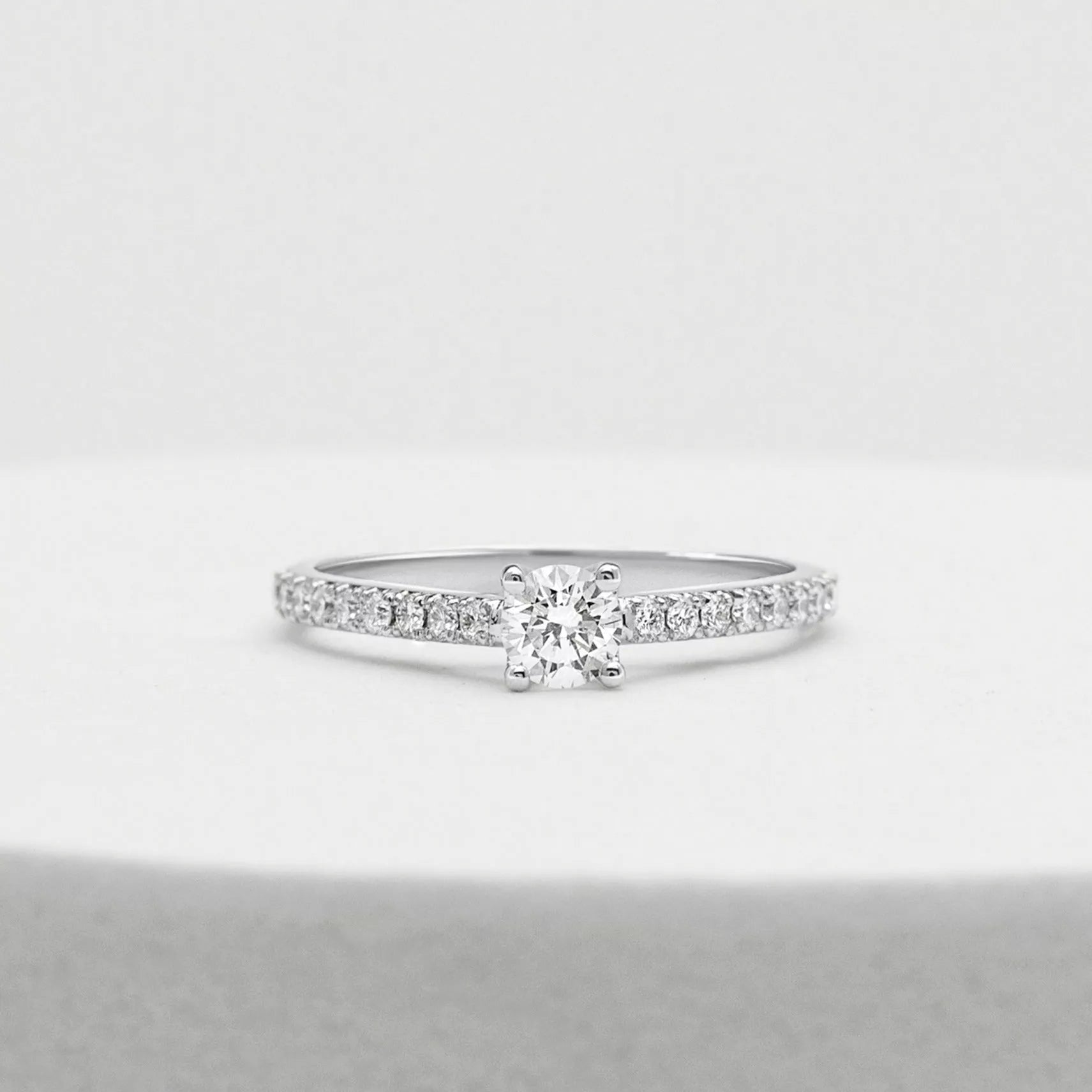Martini Pavé Solitaire Engagement Ring In White Gold