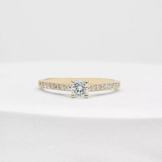 Martini Pavé Solitaire Engagement Ring In Yellow Gold