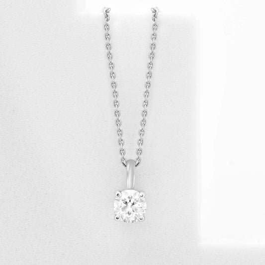 Proud Diamond White Solitaire Necklace 14K recycled gold white