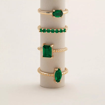 Lab-created Green Emerald Rings Collection