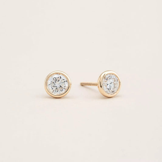 The Solitaire Bezel Studs Earrings. Recycle Gold