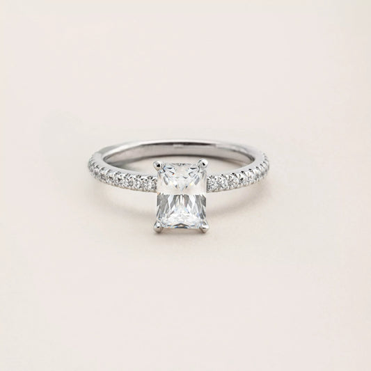 Custom Engagement Ring. The Emerald Cut Pavé Ring