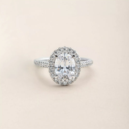 Pavé Oval Halo Engagement Ring