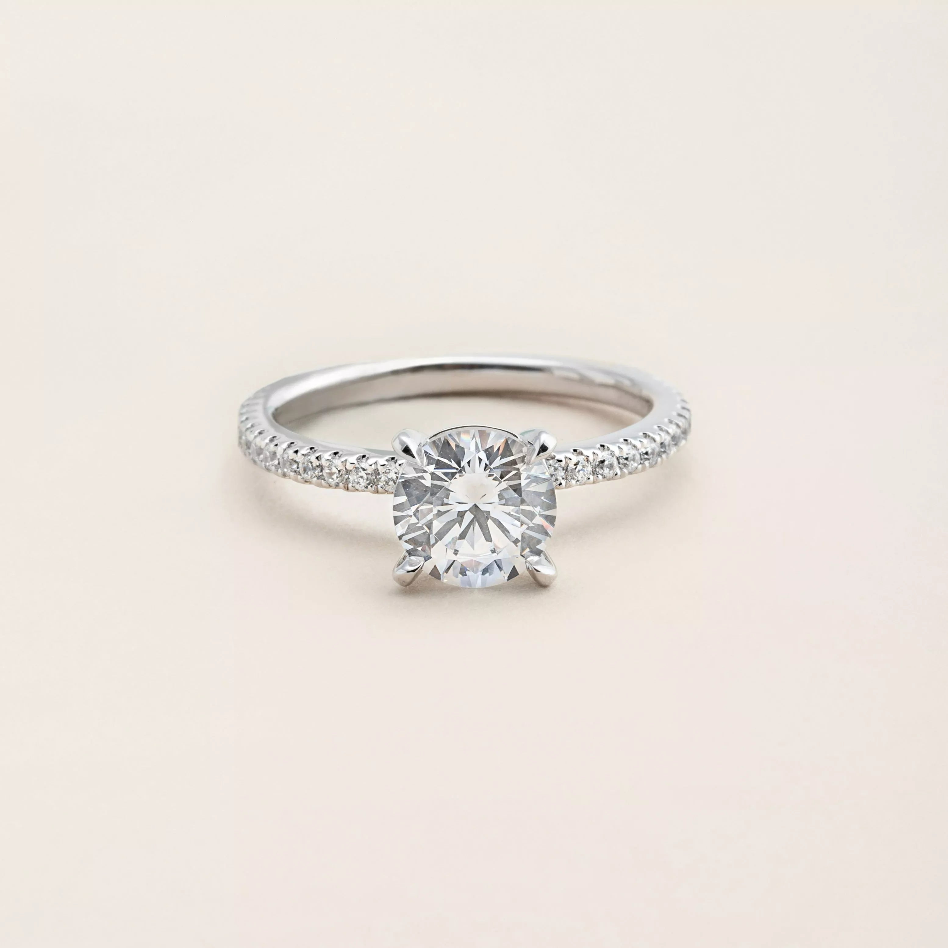 Round cut pave engagement ring online
