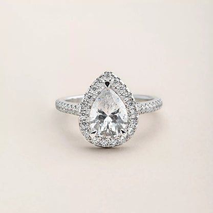 Pavé Pear Halo Engagement Ring