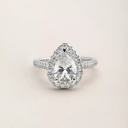 Pavé Pear Halo Engagement Ring