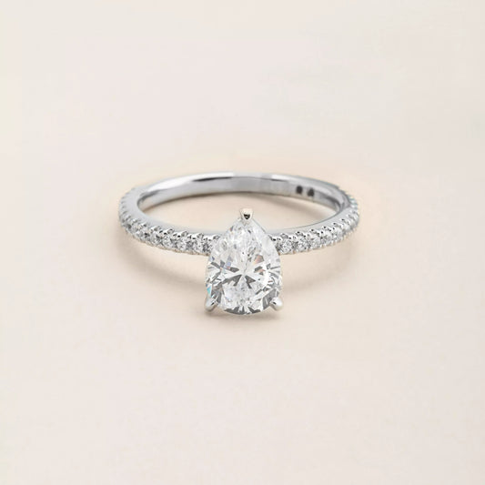 Pear Shaped Engagement Ring With Petite Pavé