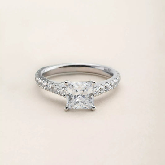 Pavé Princess Cut Engagement Ring