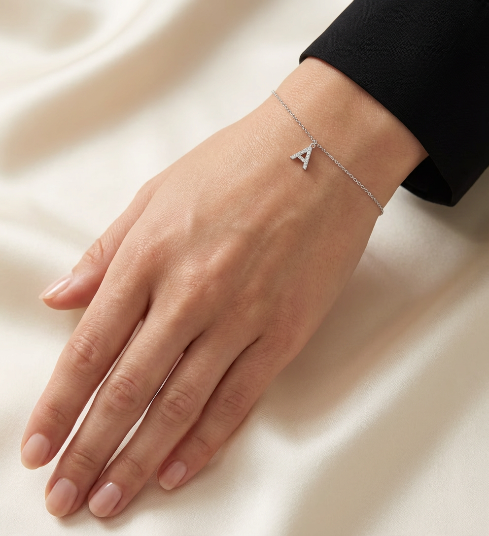 Diamond initial A bracelet (Ready-to-ship)