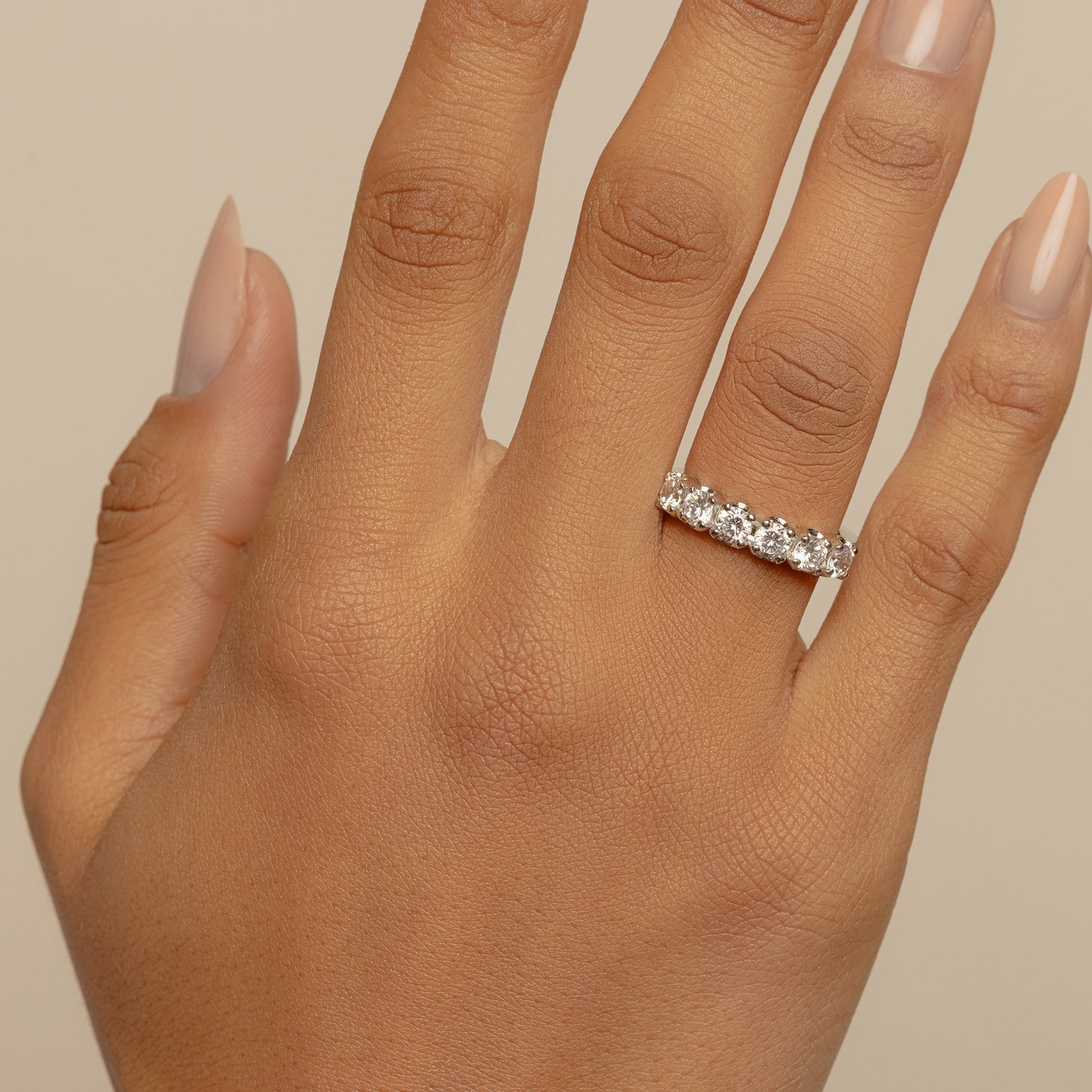 4 Prong Half Eternity Band Ring Proud Diamond