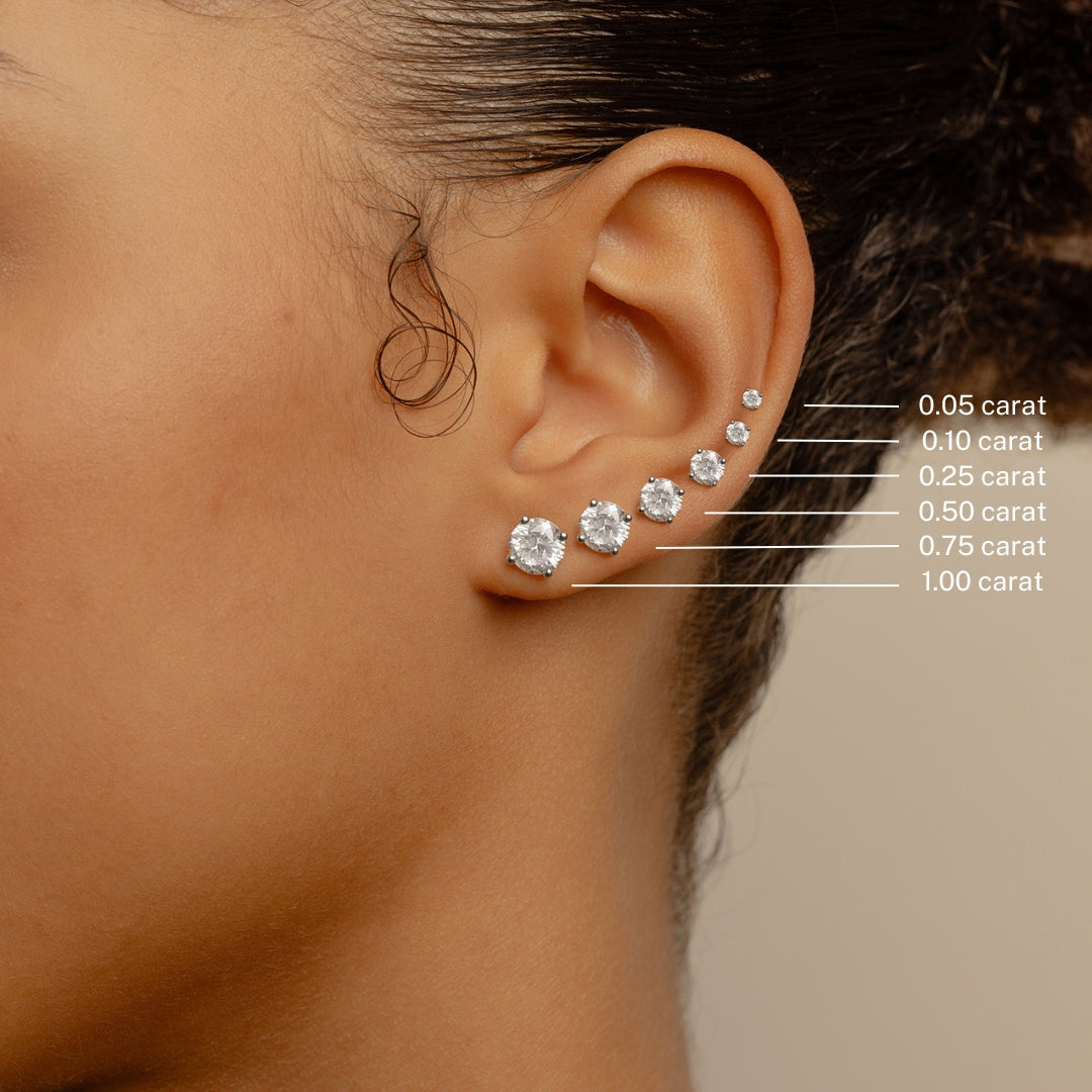 Size Guide Half Carat Diamond Earrings On Ear Diamond Stud Earrings – The  Jewelry Republic